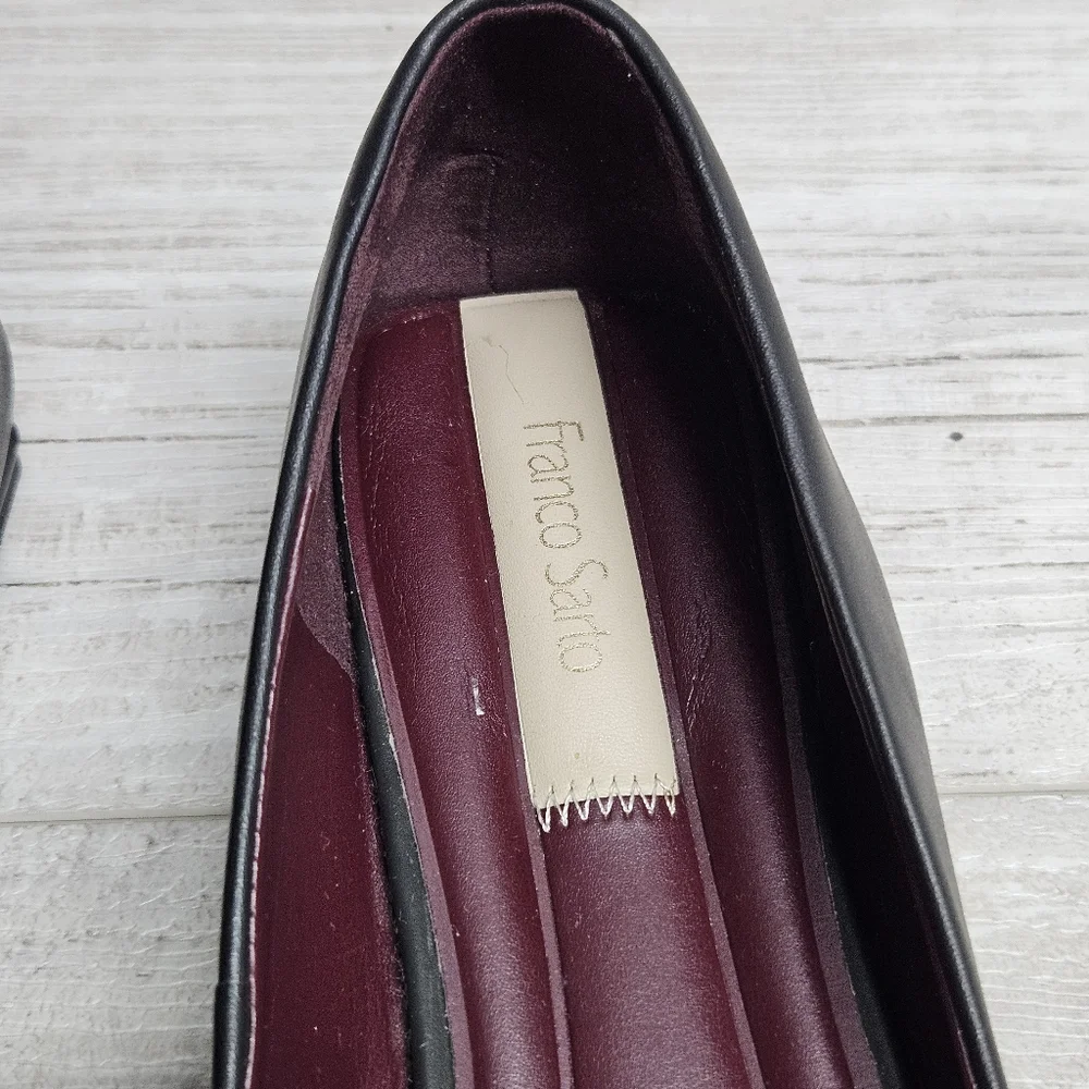 Franco Sarto Tiari Flat Loafers with Gold Chain Detail Size 10 Black Classic - Picture 9 of 10